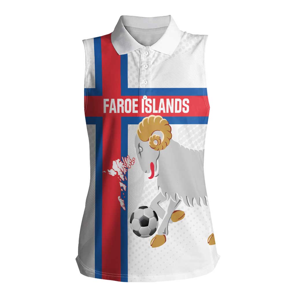 Custom Faroe Islands Football Women Sleeveless Polo Shirt Coat Of Arms Flag Style