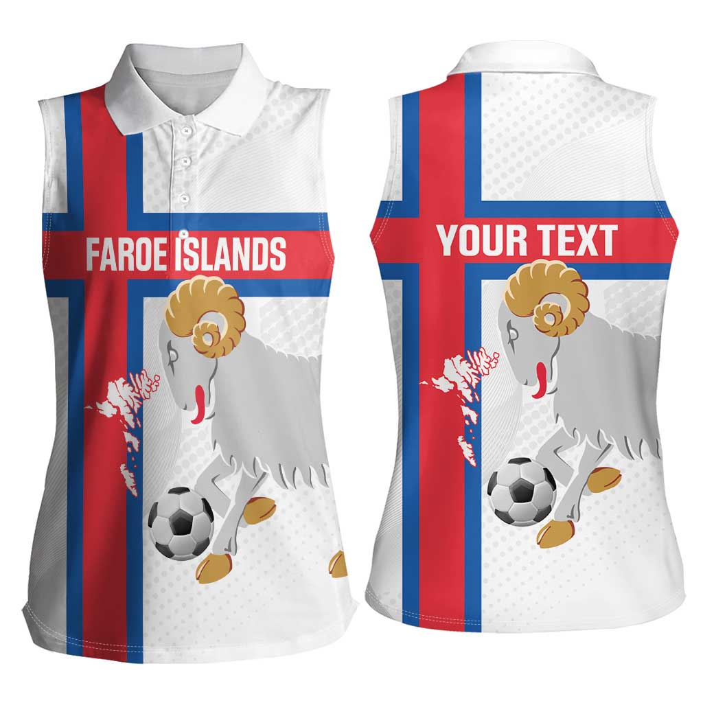 Custom Faroe Islands Football Women Sleeveless Polo Shirt Coat Of Arms Flag Style