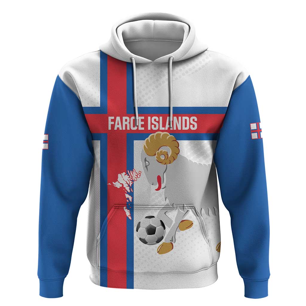 Custom Faroe Islands Football Zip Hoodie Coat Of Arms Flag Style