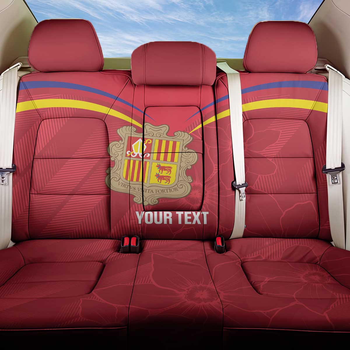 Custom Andorra Football Back Car Seat Cover Come On Tricolors Poet's Narcissus