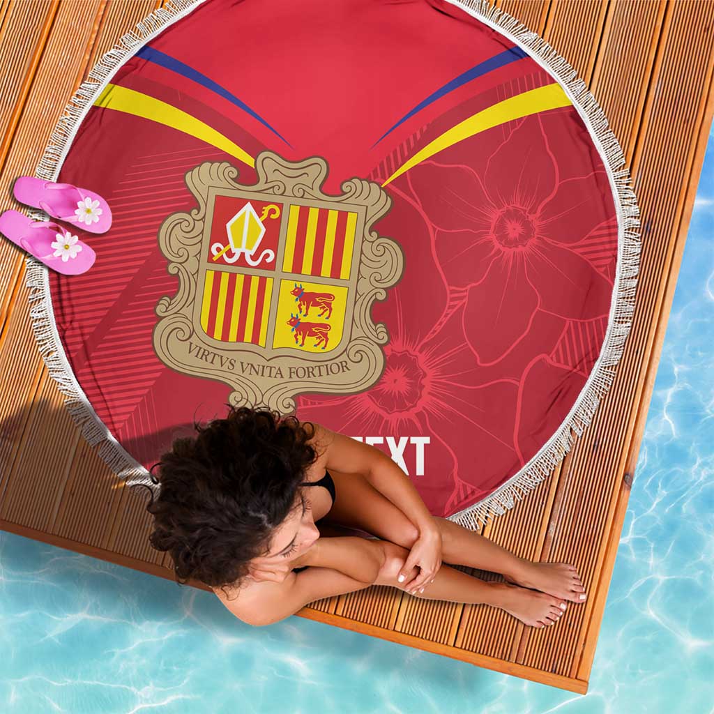 Custom Andorra Football Beach Blanket Come On Tricolors Poet's Narcissus