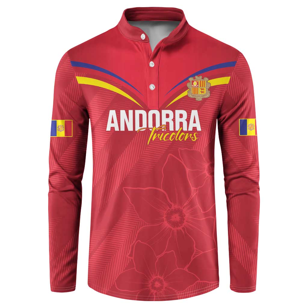 Custom Andorra Football Button Sweatshirt Come On Tricolors Poet's Narcissus