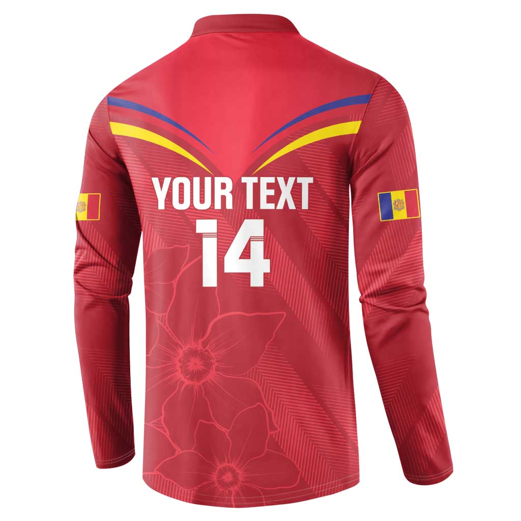 Custom Andorra Football Button Sweatshirt Come On Tricolors Poet's Narcissus