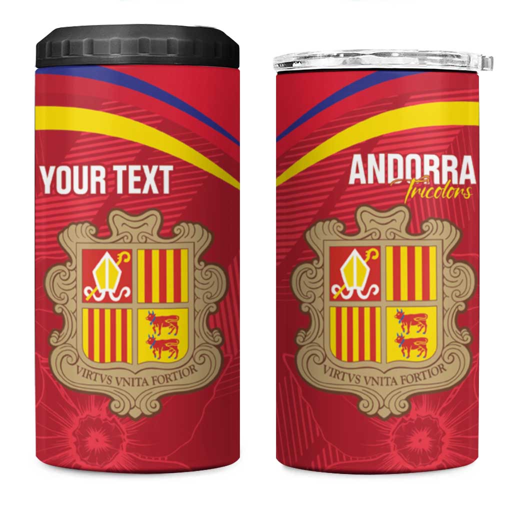Custom Andorra Football 4 in 1 Can Cooler Tumbler Come On Tricolors Poet's Narcissus