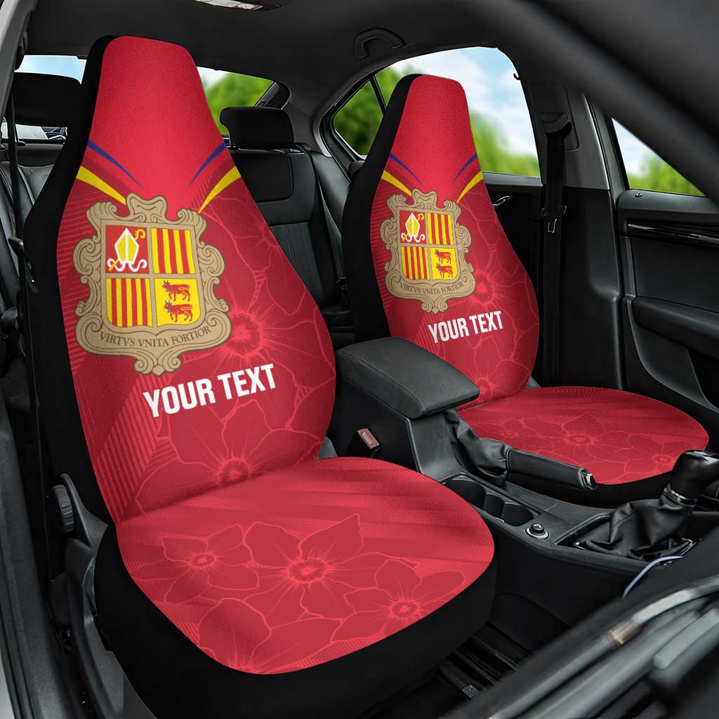 Custom Andorra Football Car Seat Cover Come On Tricolors Poet's Narcissus