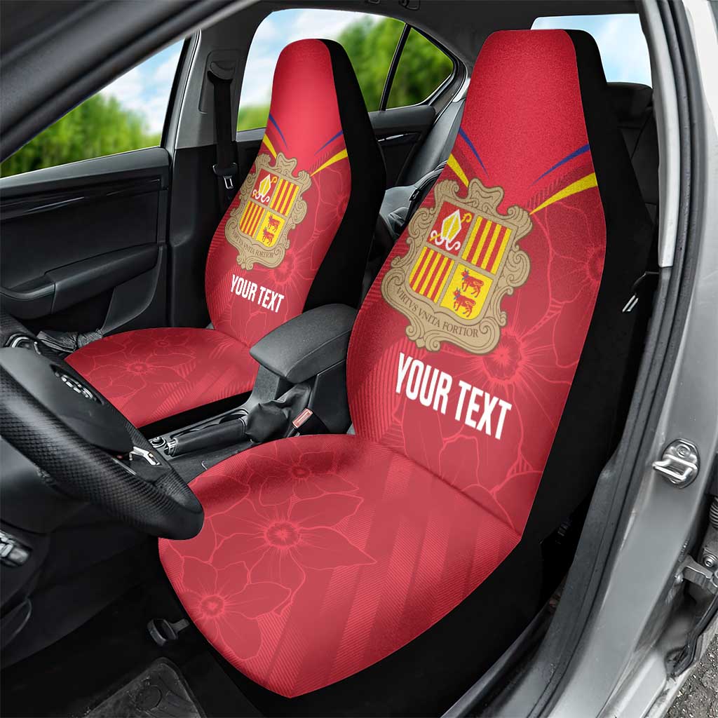 Custom Andorra Football Car Seat Cover Come On Tricolors Poet's Narcissus