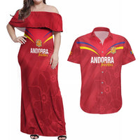 Custom Andorra Football Couples Matching Off Shoulder Maxi Dress and Hawaiian Shirt Come On Tricolors Poet's Narcissus