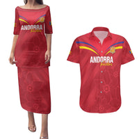 Custom Andorra Football Couples Matching Puletasi and Hawaiian Shirt Come On Tricolors Poet's Narcissus