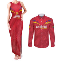 Custom Andorra Football Couples Matching Tank Maxi Dress and Long Sleeve Button Shirt Come On Tricolors Poet's Narcissus