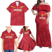 Custom Andorra Football Family Matching Off Shoulder Maxi Dress and Hawaiian Shirt Come On Tricolors Poet's Narcissus