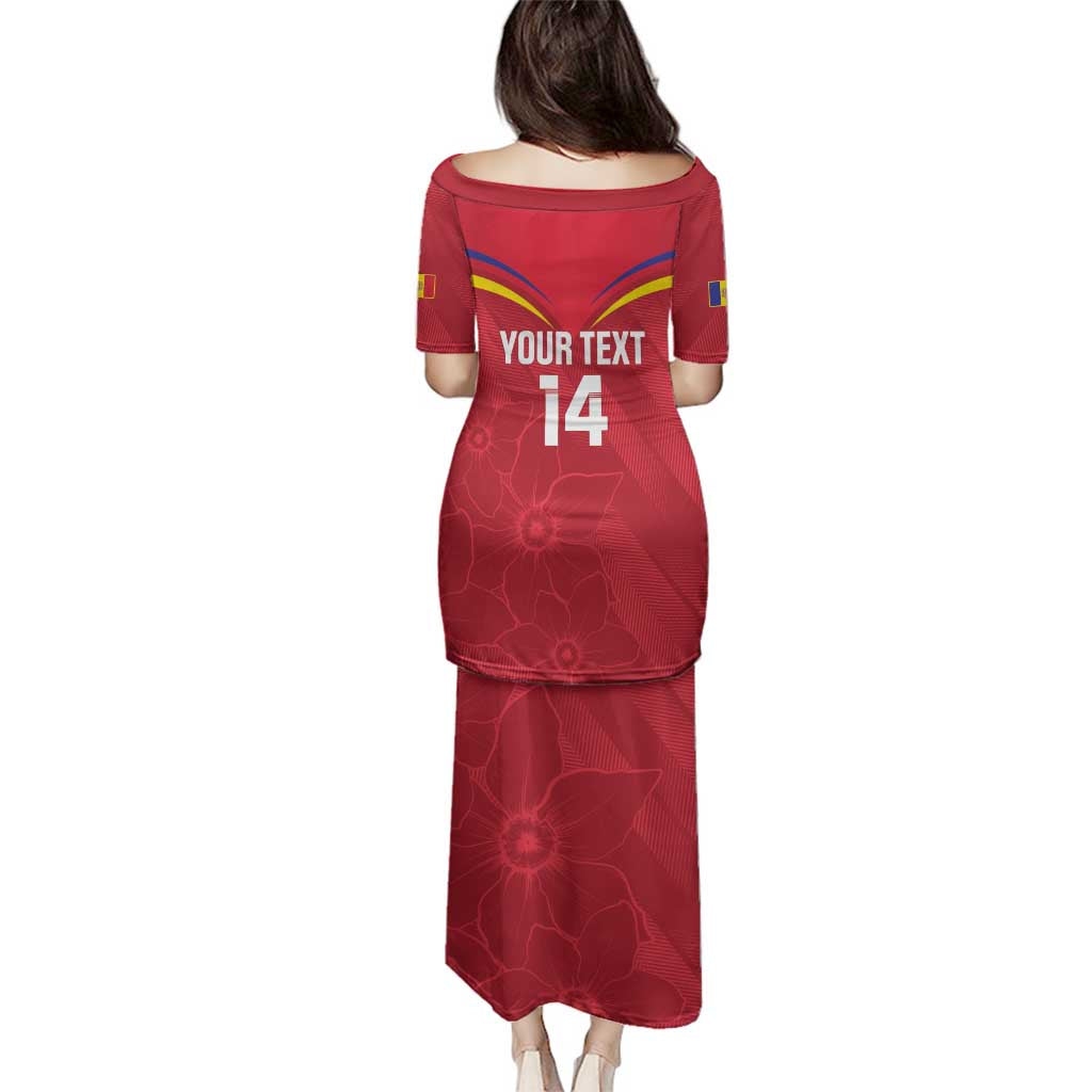 Custom Andorra Football Family Matching Puletasi and Hawaiian Shirt Come On Tricolors Poet's Narcissus