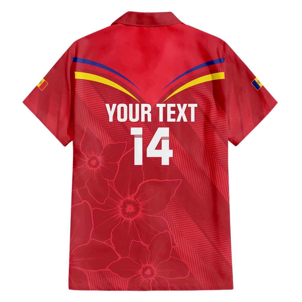 Custom Andorra Football Family Matching Short Sleeve Bodycon Dress and Hawaiian Shirt Come On Tricolors Poet's Narcissus