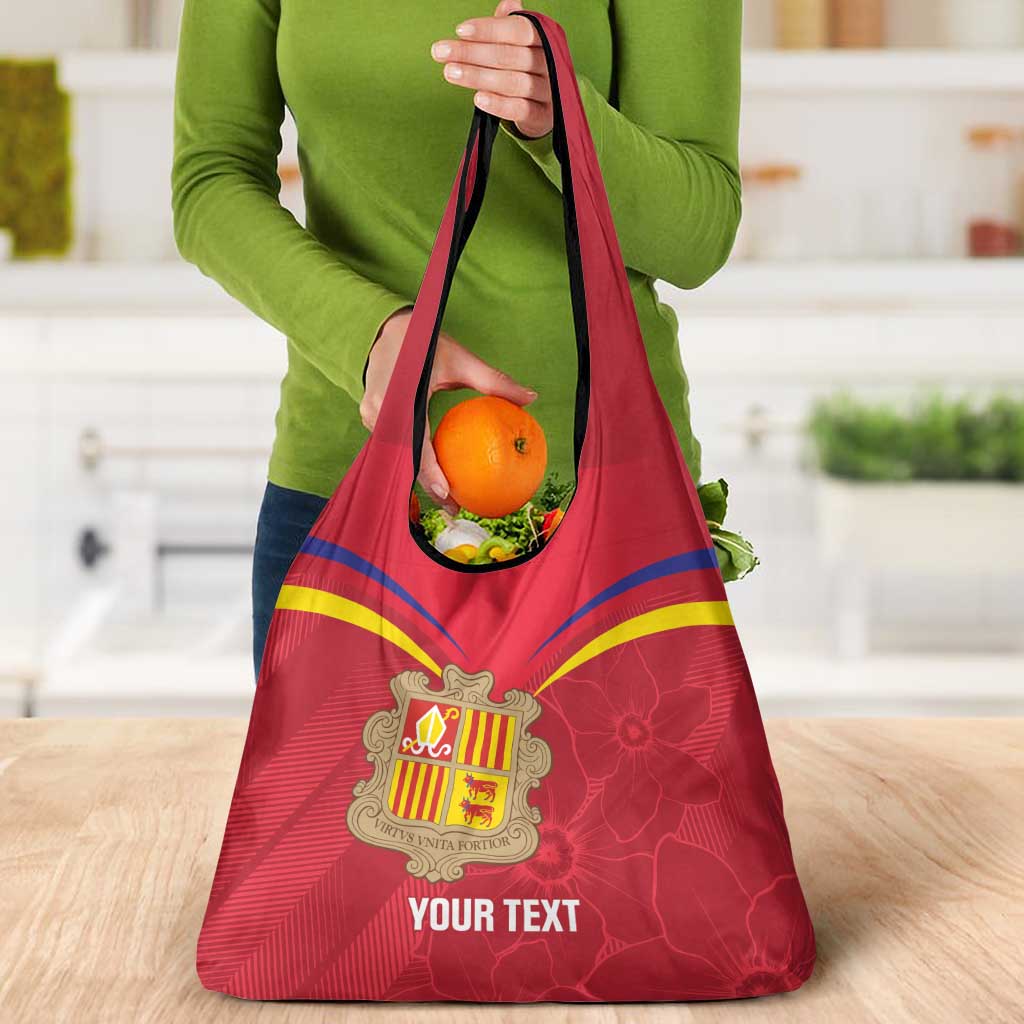 Custom Andorra Football Grocery Bag Come On Tricolors Poet's Narcissus