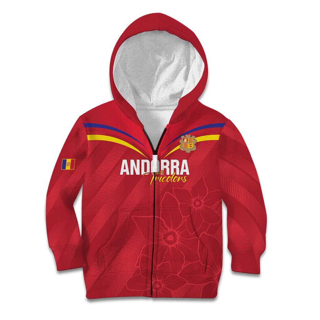 Custom Andorra Football Kid Hoodie Come On Tricolors Poet's Narcissus