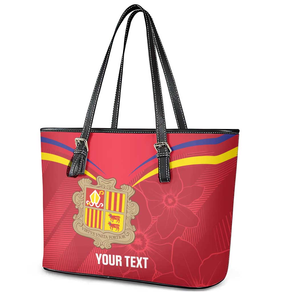 Custom Andorra Football Leather Tote Bag Come On Tricolors Poet's Narcissus