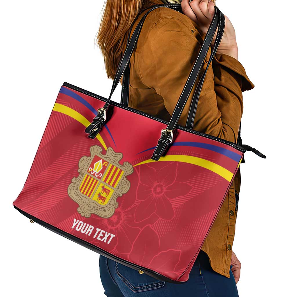 Custom Andorra Football Leather Tote Bag Come On Tricolors Poet's Narcissus