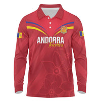 Custom Andorra Football Long Sleeve Polo Shirt Come On Tricolors Poet's Narcissus