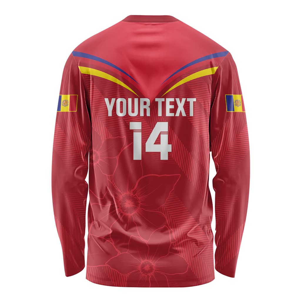 Custom Andorra Football Long Sleeve Shirt Come On Tricolors Poet's Narcissus