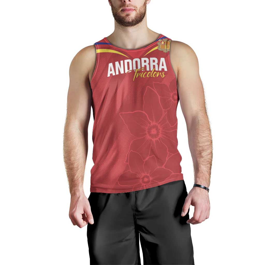 Custom Andorra Football Men Tank Top Come On Tricolors Poet's Narcissus