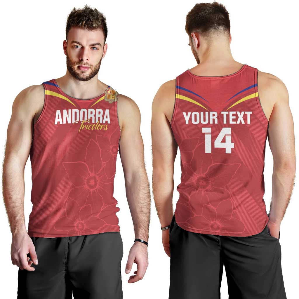 Custom Andorra Football Men Tank Top Come On Tricolors Poet's Narcissus