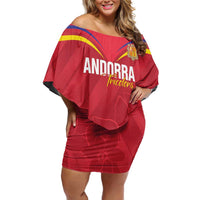Custom Andorra Football Off Shoulder Short Dress Come On Tricolors Poet's Narcissus