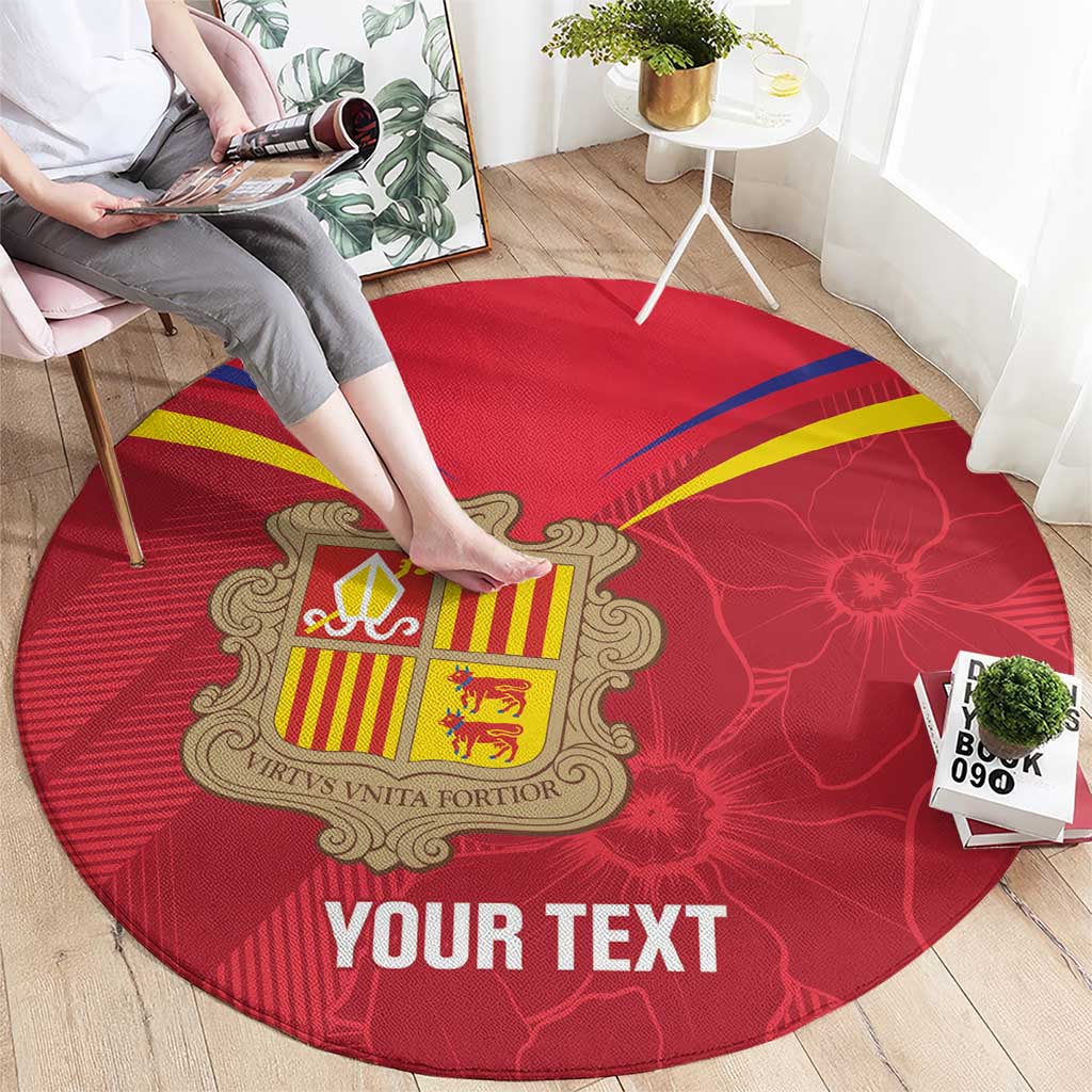 Custom Andorra Football Round Carpet Come On Tricolors Poet's Narcissus
