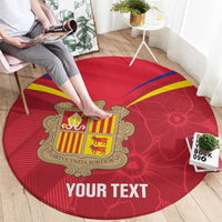Custom Andorra Football Round Carpet Come On Tricolors Poet's Narcissus