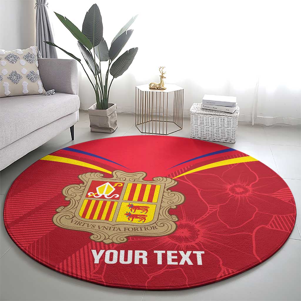 Custom Andorra Football Round Carpet Come On Tricolors Poet's Narcissus
