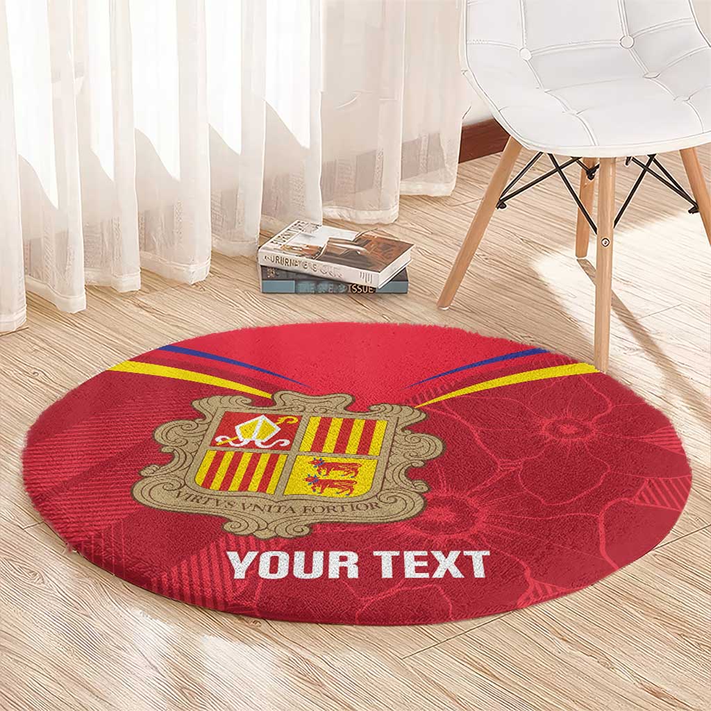 Custom Andorra Football Round Carpet Come On Tricolors Poet's Narcissus