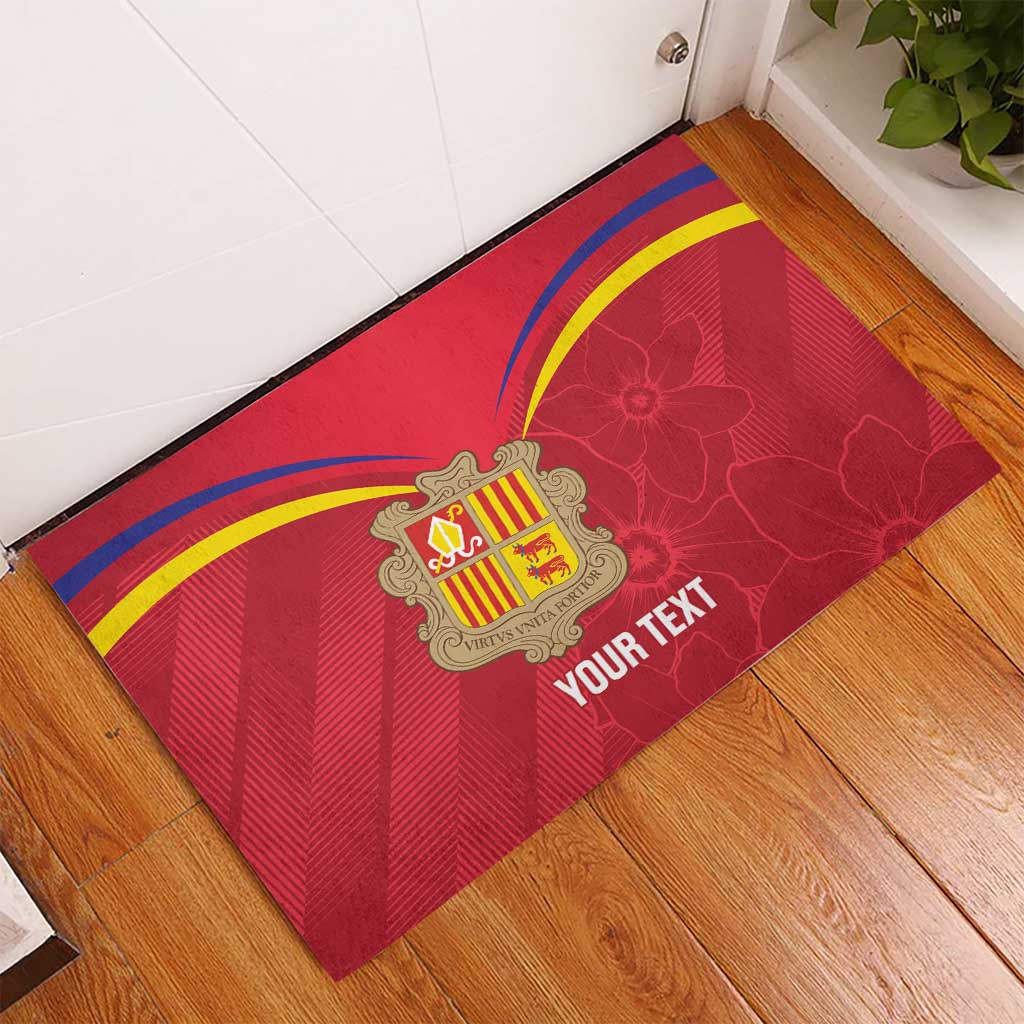 Custom Andorra Football Rubber Doormat Come On Tricolors Poet's Narcissus