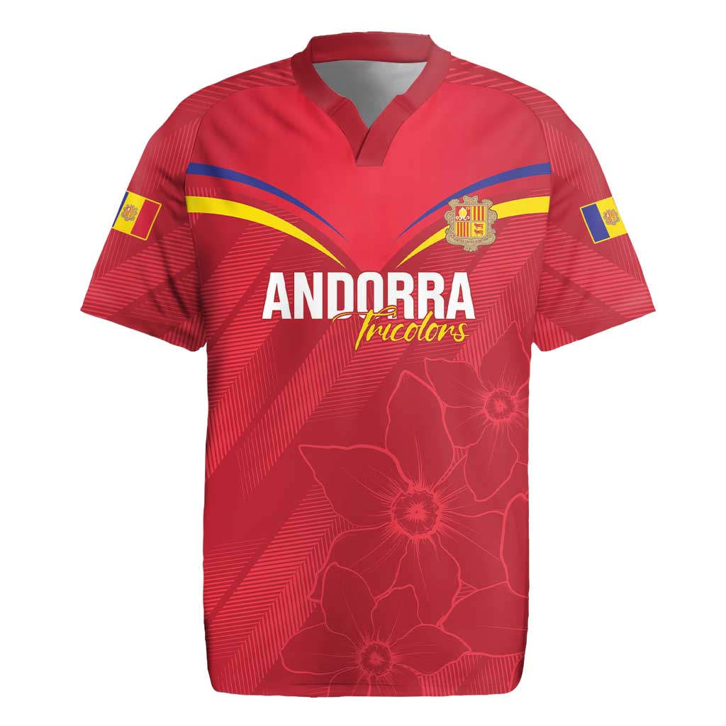 Custom Andorra Football Rugby Jersey Come On Tricolors Poet's Narcissus