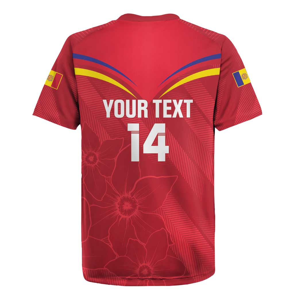 Custom Andorra Football Rugby Jersey Come On Tricolors Poet's Narcissus