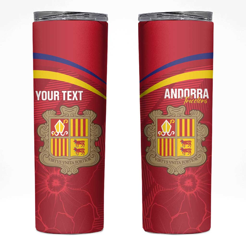 Custom Andorra Football Skinny Tumbler Come On Tricolors Poet's Narcissus