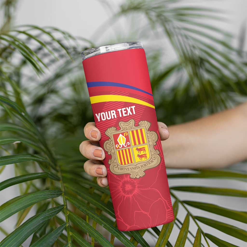 Custom Andorra Football Skinny Tumbler Come On Tricolors Poet's Narcissus