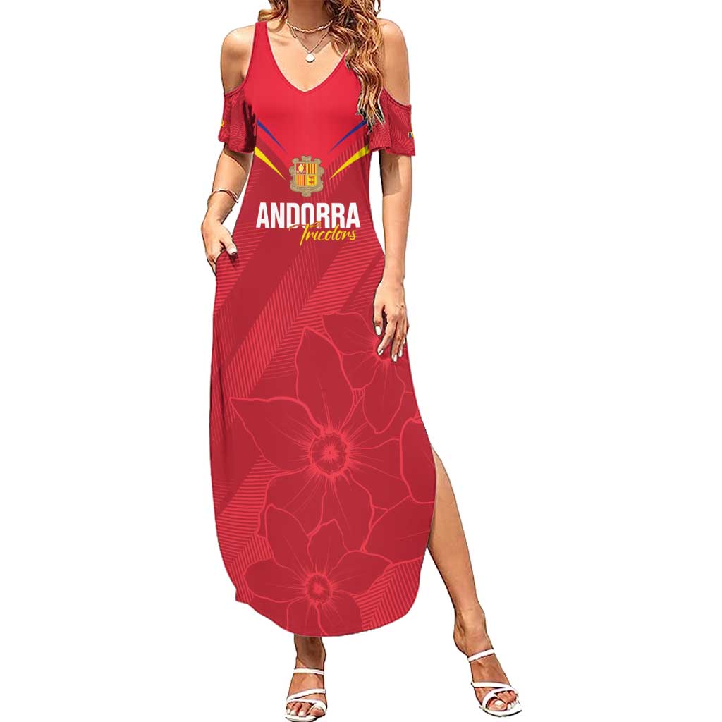 Custom Andorra Football Summer Maxi Dress Come On Tricolors Poet's Narcissus