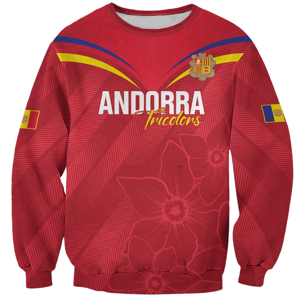 Custom Andorra Football Sweatshirt Come On Tricolors Poet's Narcissus