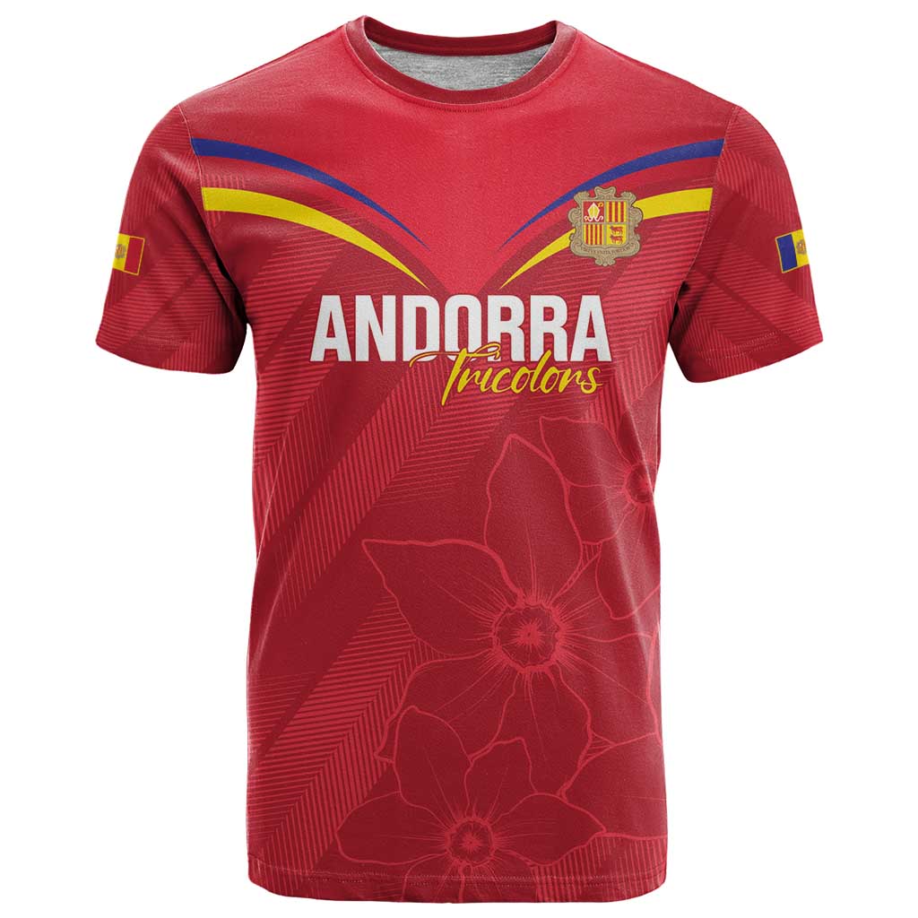 Custom Andorra Football T Shirt Come On Tricolors Poet's Narcissus