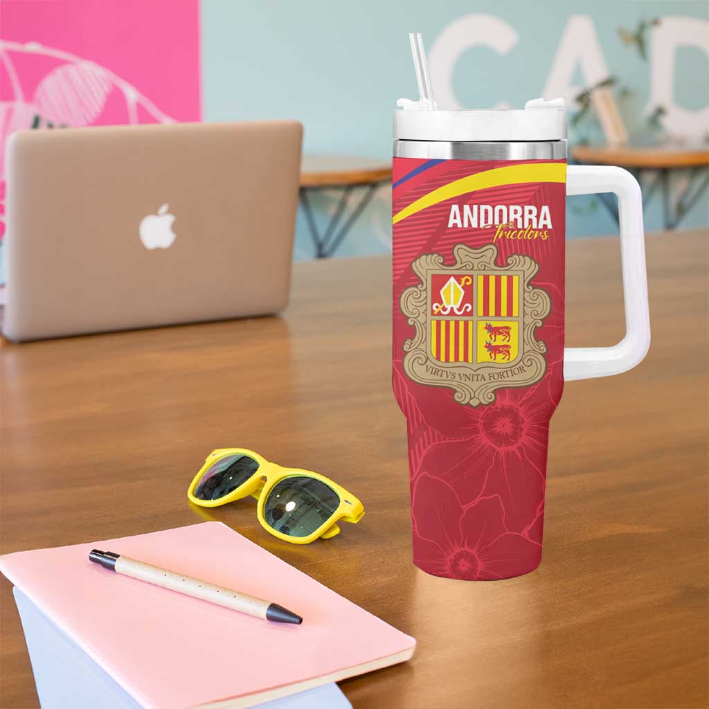 Custom Andorra Football Tumbler With Handle Come On Tricolors Poet's Narcissus