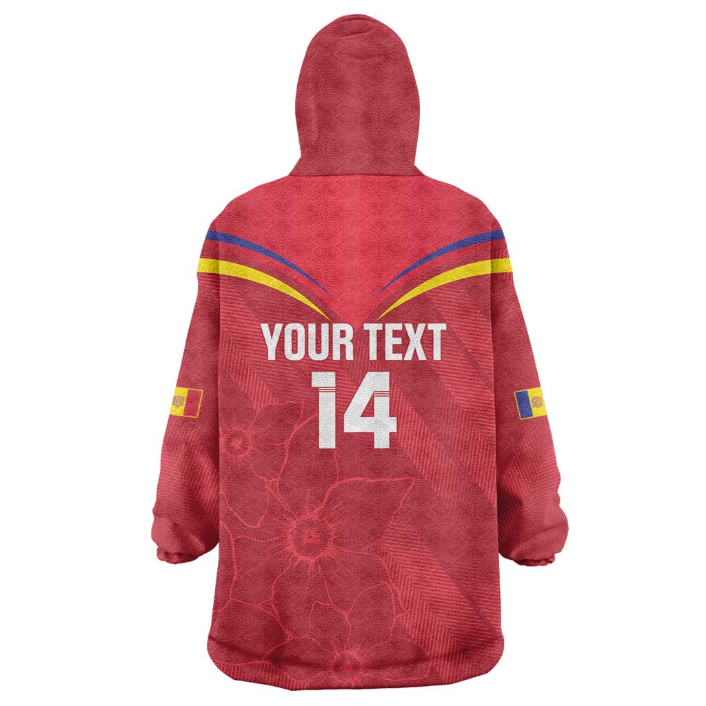 Custom Andorra Football Wearable Blanket Hoodie Come On Tricolors Poet's Narcissus