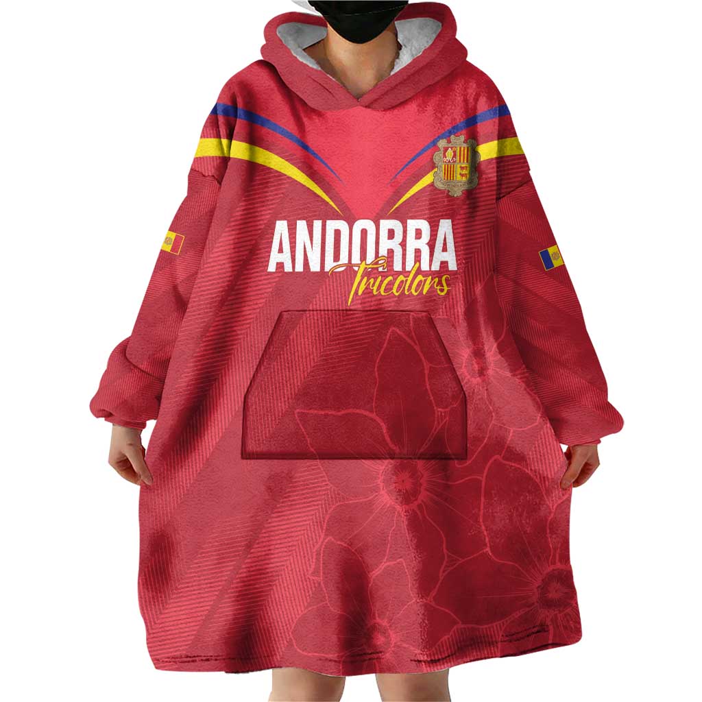 Custom Andorra Football Wearable Blanket Hoodie Come On Tricolors Poet's Narcissus