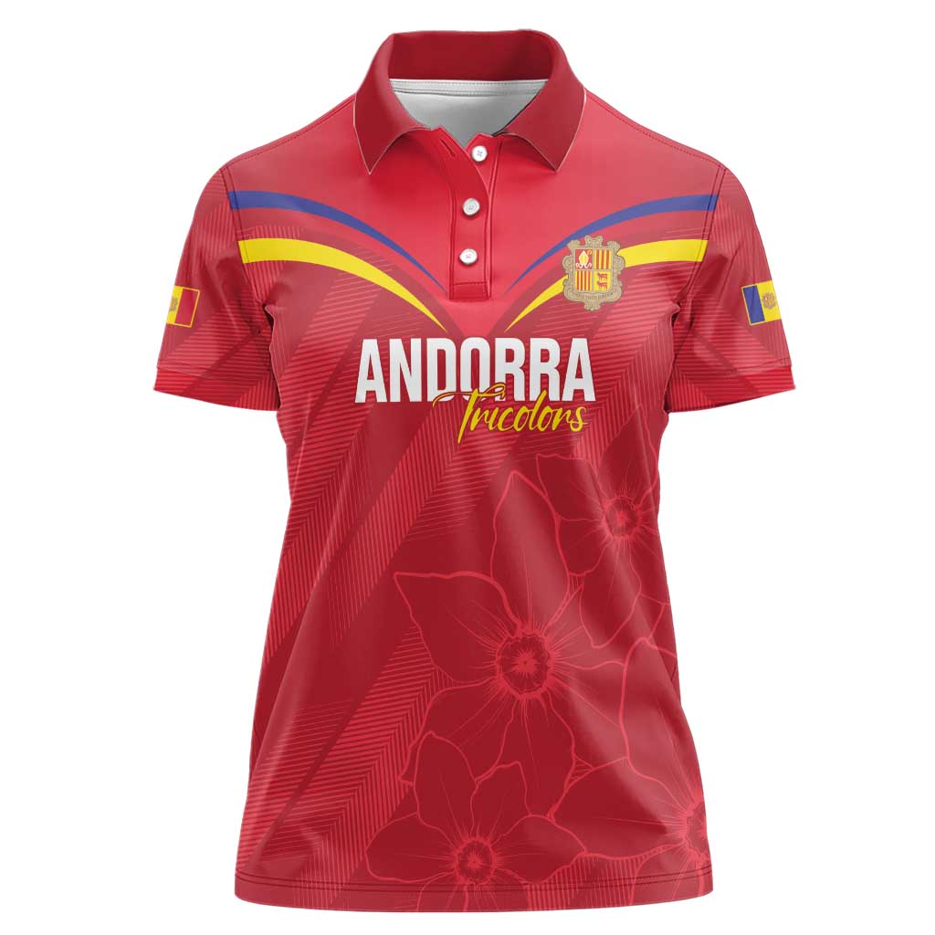 Custom Andorra Football Women Polo Shirt Come On Tricolors Poet's Narcissus
