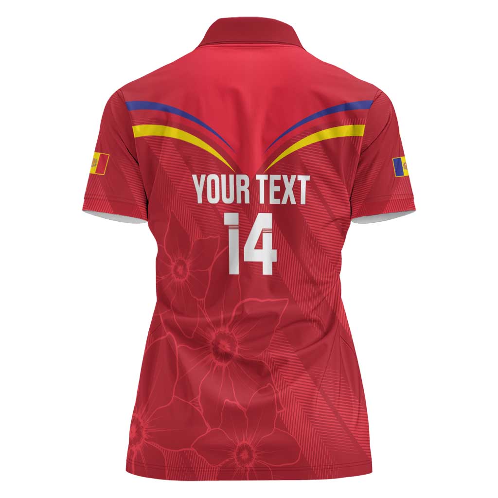 Custom Andorra Football Women Polo Shirt Come On Tricolors Poet's Narcissus