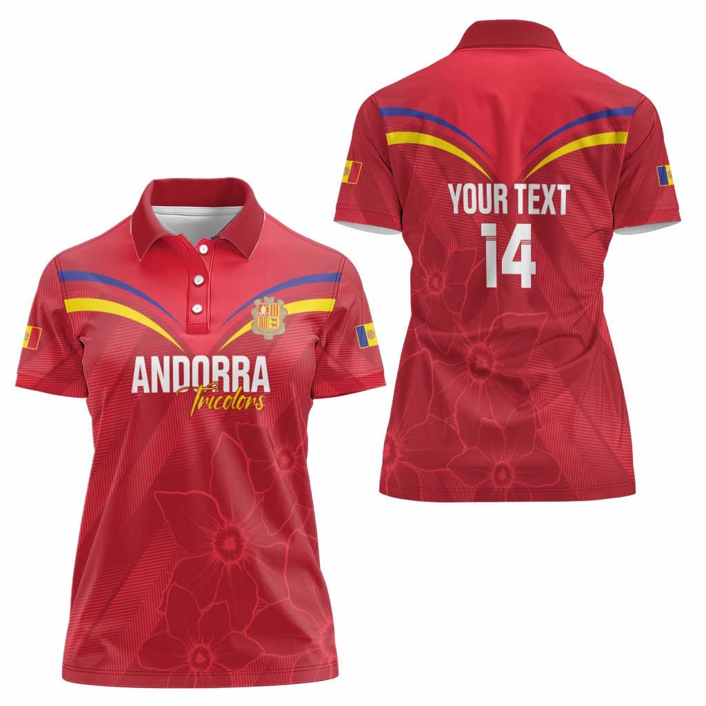 Custom Andorra Football Women Polo Shirt Come On Tricolors Poet's Narcissus