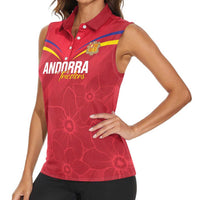 Custom Andorra Football Women Sleeveless Polo Shirt Come On Tricolors Poet's Narcissus