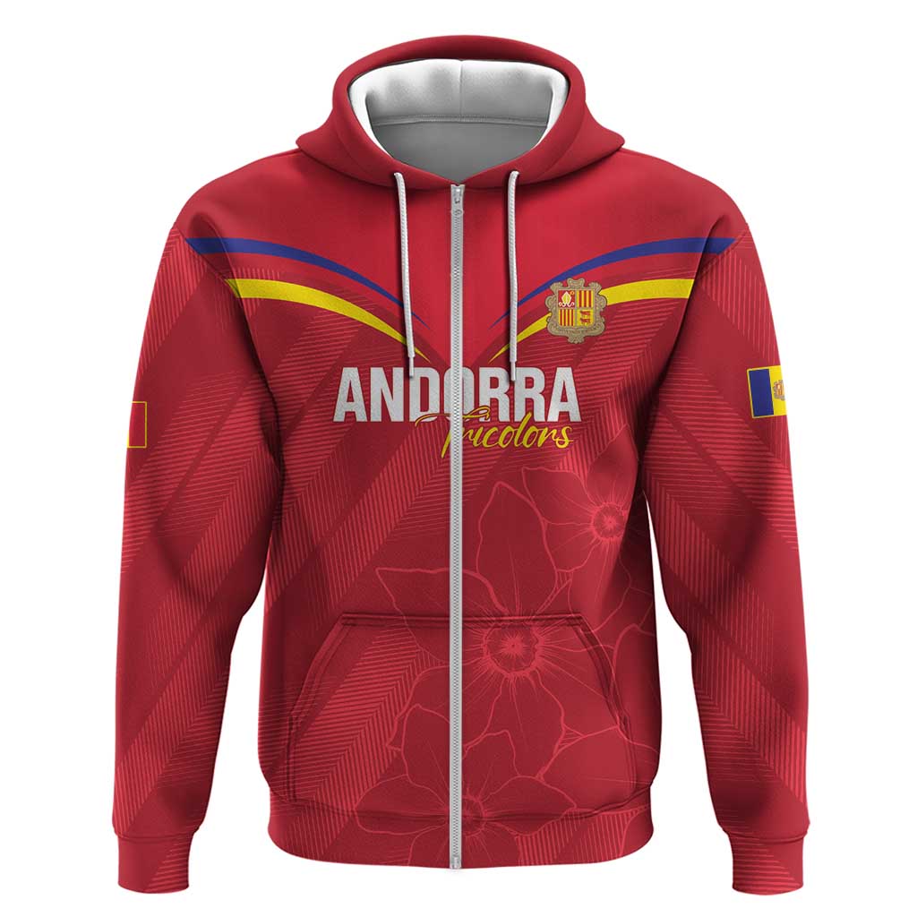 Custom Andorra Football Zip Hoodie Come On Tricolors Poet's Narcissus