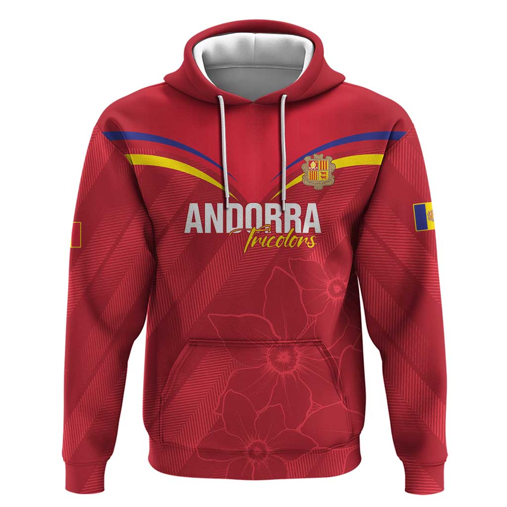 Custom Andorra Football Zip Hoodie Come On Tricolors Poet's Narcissus