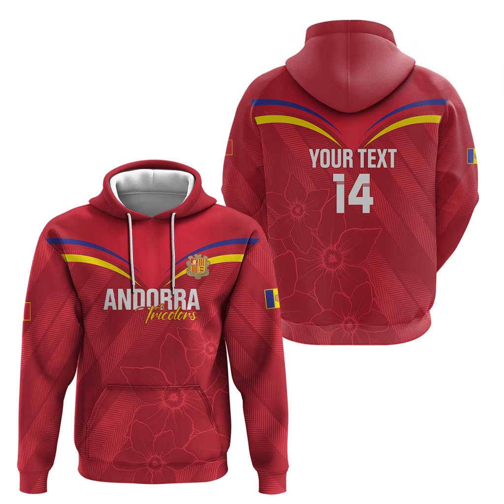Custom Andorra Football Zip Hoodie Come On Tricolors Poet's Narcissus