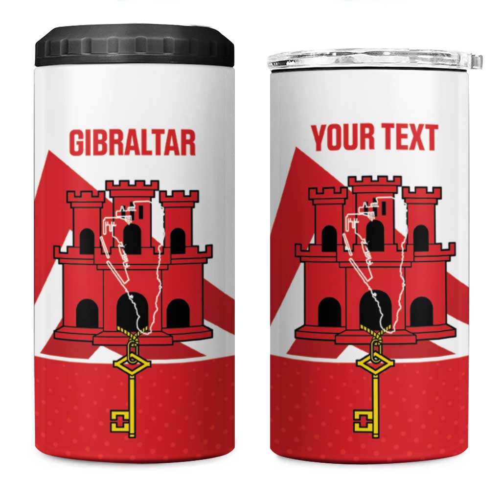 Custom Gibraltar Football 4 in 1 Can Cooler Tumbler Castle And Key Sporty Style