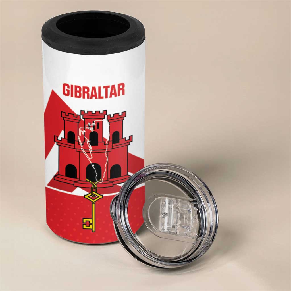 Custom Gibraltar Football 4 in 1 Can Cooler Tumbler Castle And Key Sporty Style