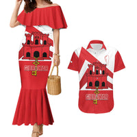 Custom Gibraltar Football Couples Matching Mermaid Dress and Hawaiian Shirt Castle And Key Sporty Style